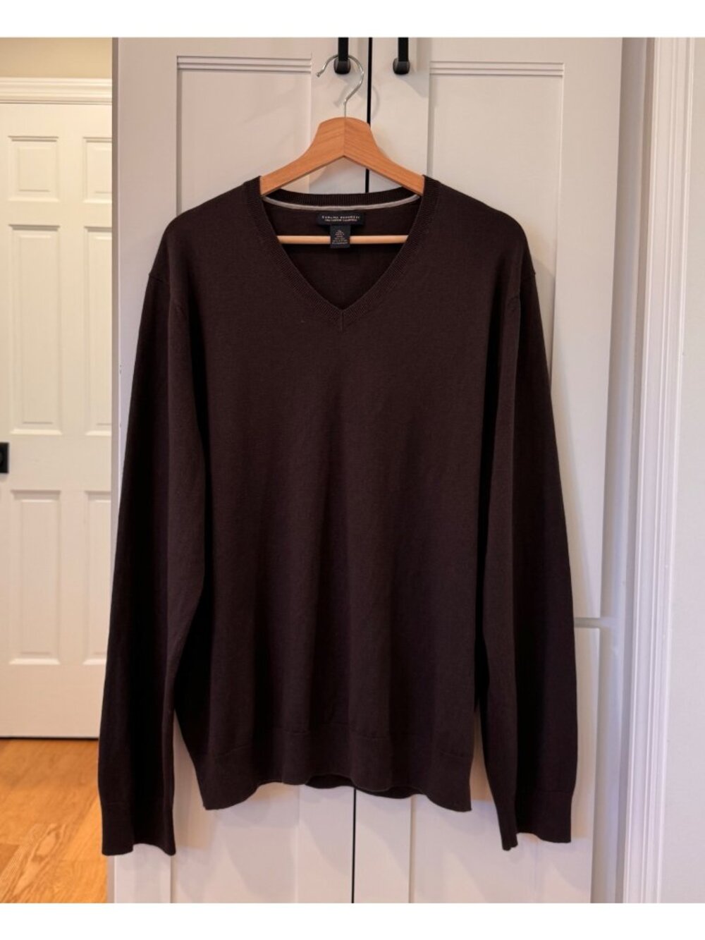 Banana Republic Mens Size XL Brown V-Neck Sweater Silk Cotton Cashmere